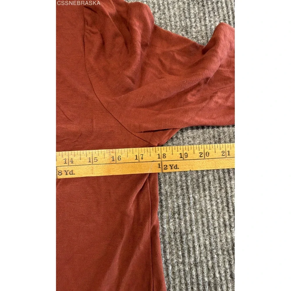 Ann Taylor Rust Orange Women's Ruffle Mock Neck Top Long Sleeve Blouse - Size M